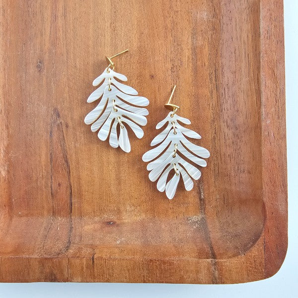 Palm Leaf Earrings – Seashell Design