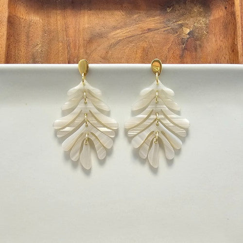 Palm Leaf Earrings – Seashell Design