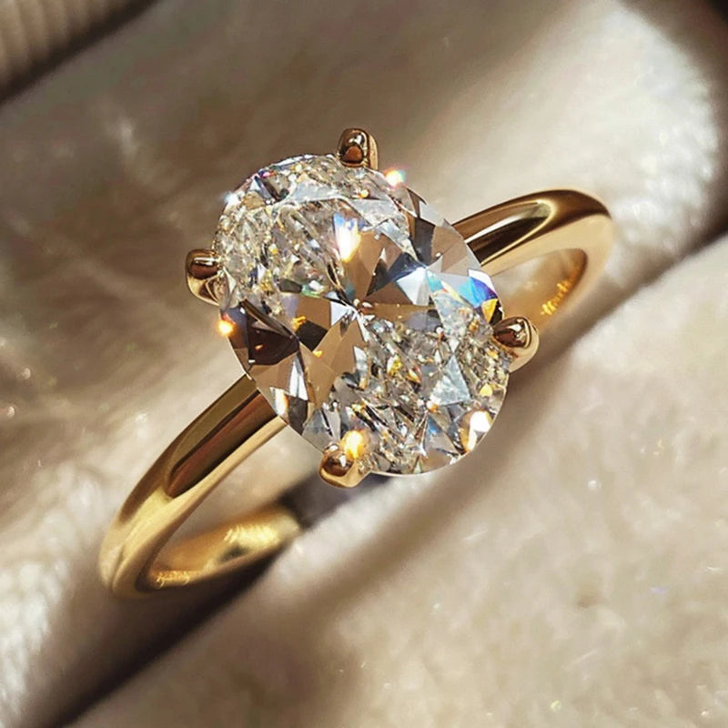 925 Sterling Silver & Golden Zircon Engagement Ring – Glamora World - Glamora World
