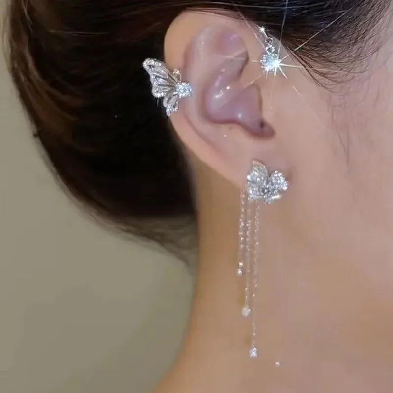 Elegant Butterfly Zircon Ear Cuff – No Piercing Needed - Glamora World