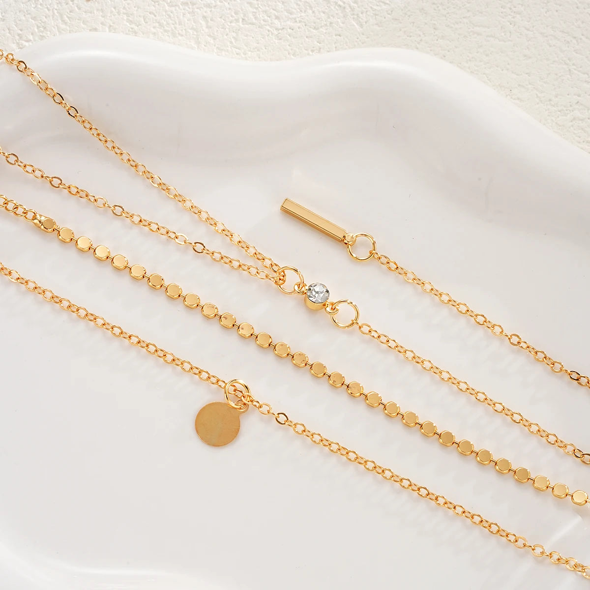 3pcs/set Multi-Layer Gold-Color round Coin Necklace for Women Simple Disco Chain Trendy Party Jewelry Accessory - Glamora World