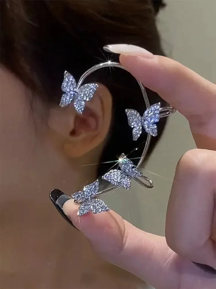 Elegant Butterfly Zircon Ear Cuff – No Piercing Needed - Glamora World
