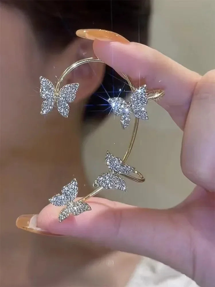 Elegant Butterfly Zircon Ear Cuff – No Piercing Needed - Glamora World