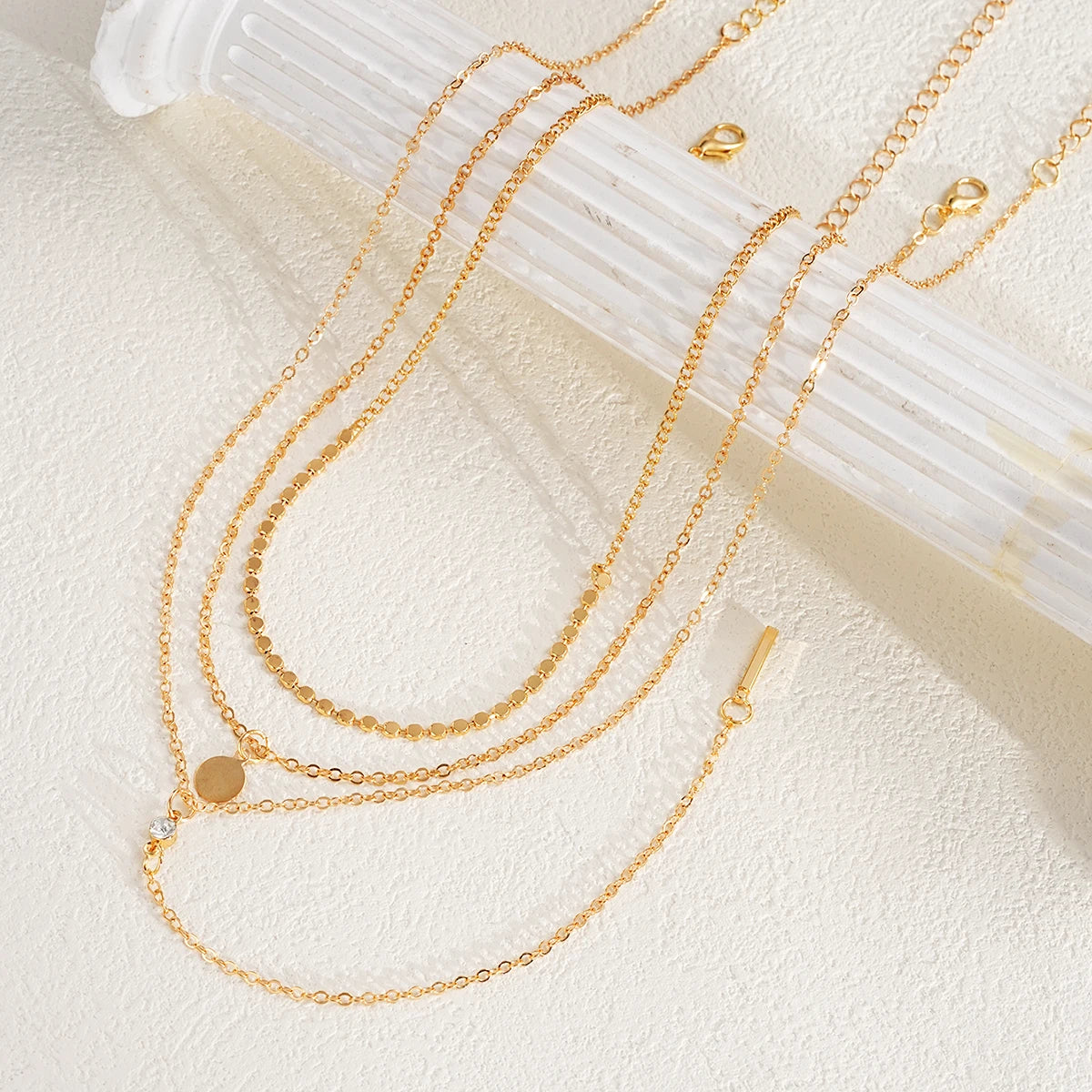 3pcs/set Multi-Layer Gold-Color round Coin Necklace for Women Simple Disco Chain Trendy Party Jewelry Accessory - Glamora World