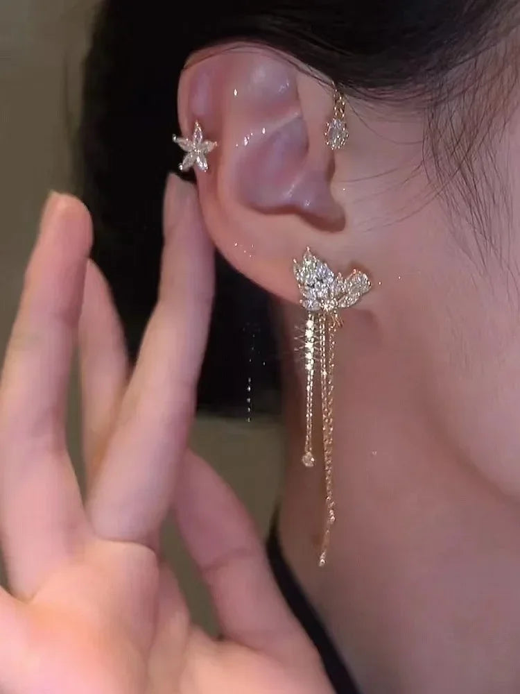 Elegant Butterfly Zircon Ear Cuff – No Piercing Needed - Glamora World