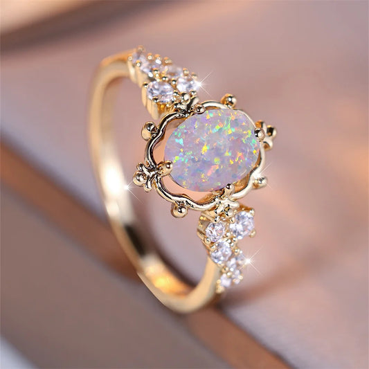 💎 White Fire Opal Vintage Ring – Elegance That Lasts Forever - Glamora World