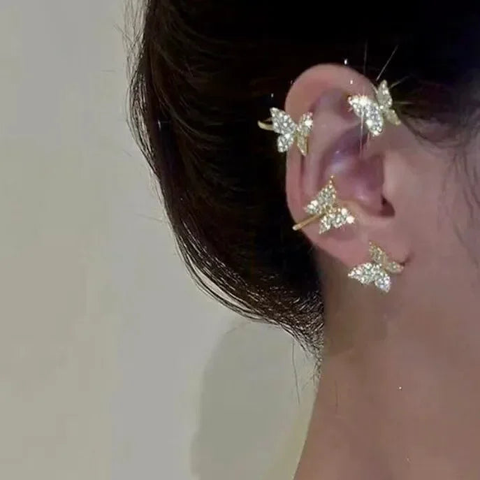 Elegant Butterfly Zircon Ear Cuff – No Piercing Needed - Glamora World