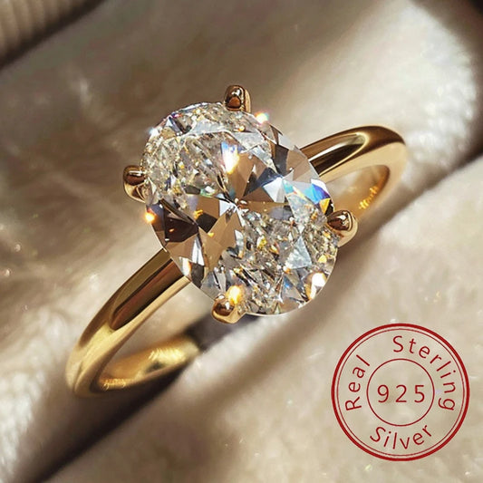 925 Sterling Silver & Golden Zircon Engagement Ring – Glamora World - Glamora World
