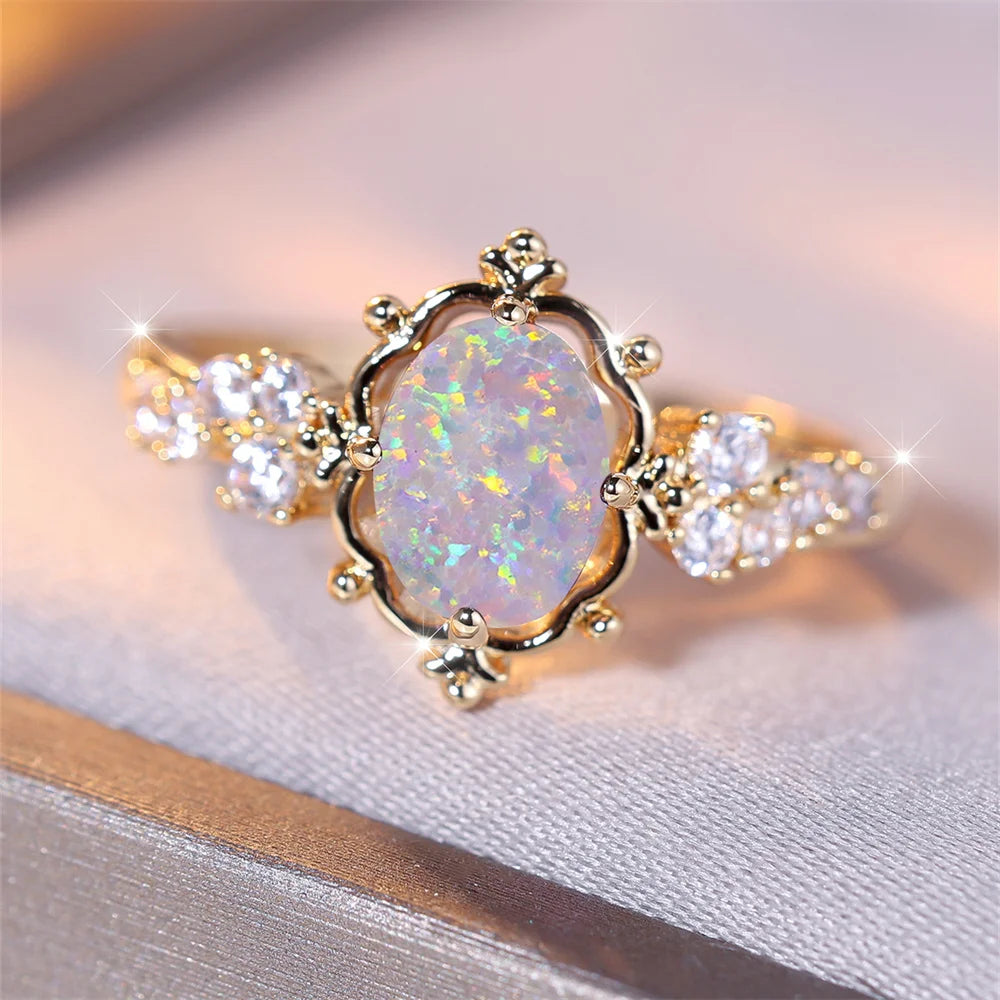 💎 White Fire Opal Vintage Ring – Elegance That Lasts Forever - Glamora World