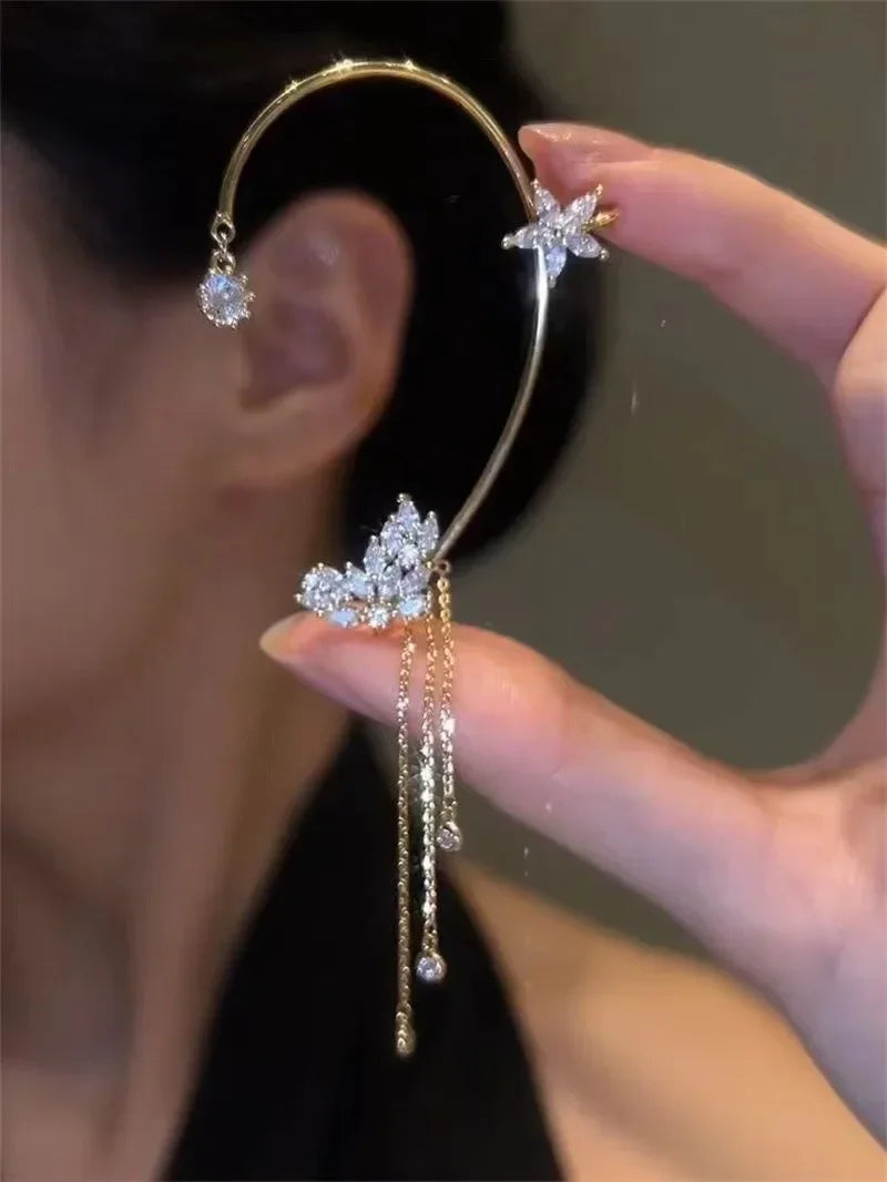 Elegant Butterfly Zircon Ear Cuff – No Piercing Needed - Glamora World