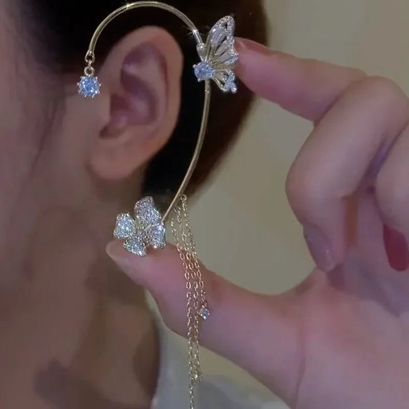 Elegant Butterfly Zircon Ear Cuff – No Piercing Needed - Glamora World