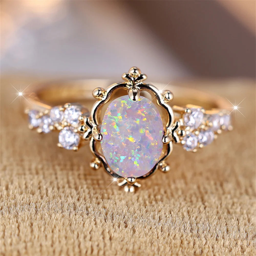 💎 White Fire Opal Vintage Ring – Elegance That Lasts Forever - Glamora World