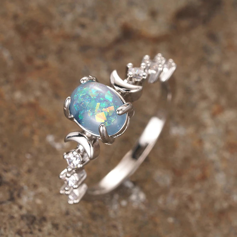 Celestial Opal Moon Ring™ - Glamora World