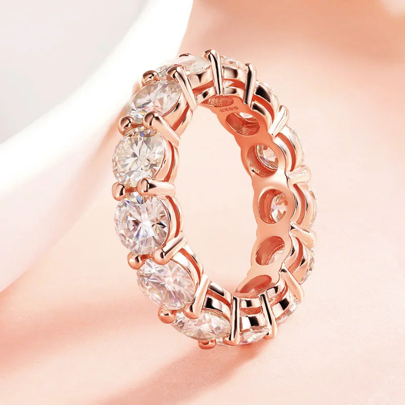 Rose Gold Moissanite Ring for Women – 925 Sterling Silver Sparkling Engagement Band