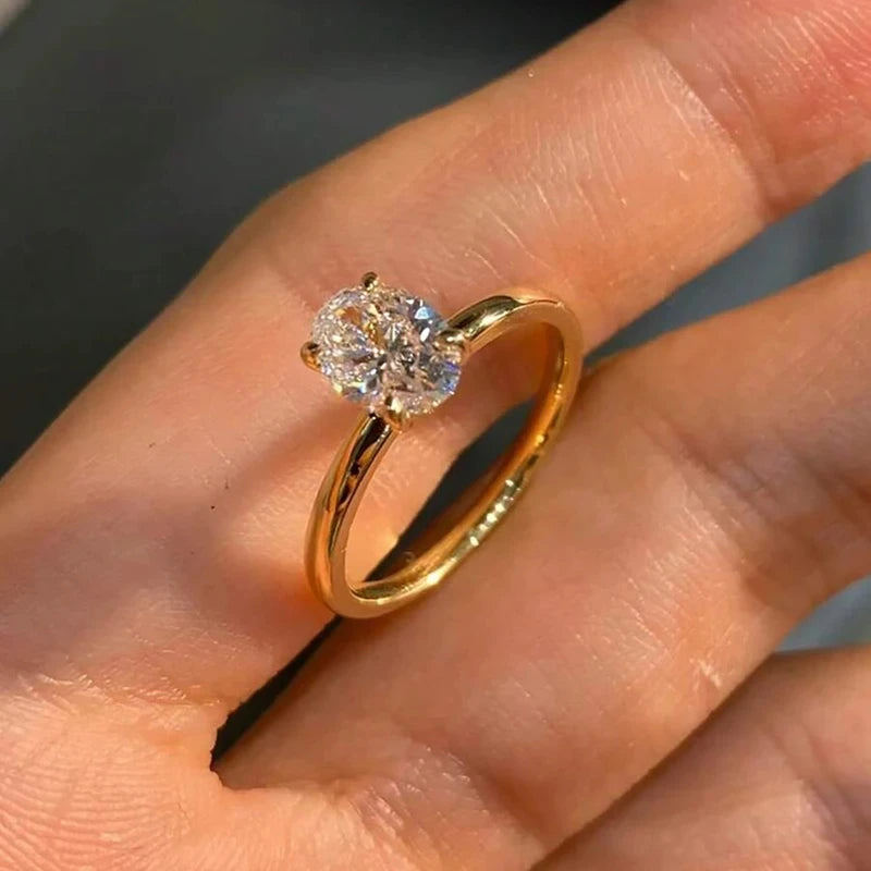 925 Sterling Silver & Golden Zircon Engagement Ring – Glamora World - Glamora World