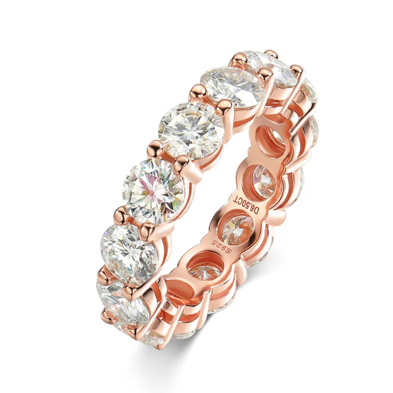 Rose Gold Moissanite Ring for Women – 925 Sterling Silver Sparkling Engagement Band