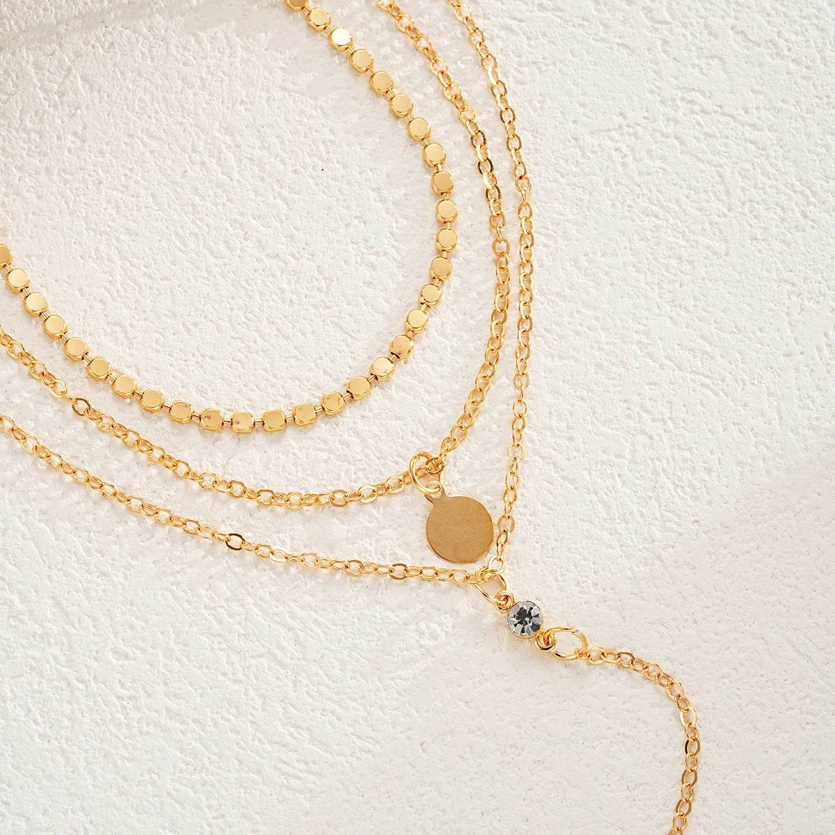 3pcs/set Multi-Layer Gold-Color round Coin Necklace for Women Simple Disco Chain Trendy Party Jewelry Accessory - Glamora World