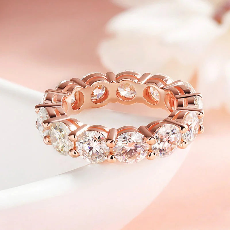 Rose Gold Moissanite Ring for Women – 925 Sterling Silver Sparkling Engagement Band
