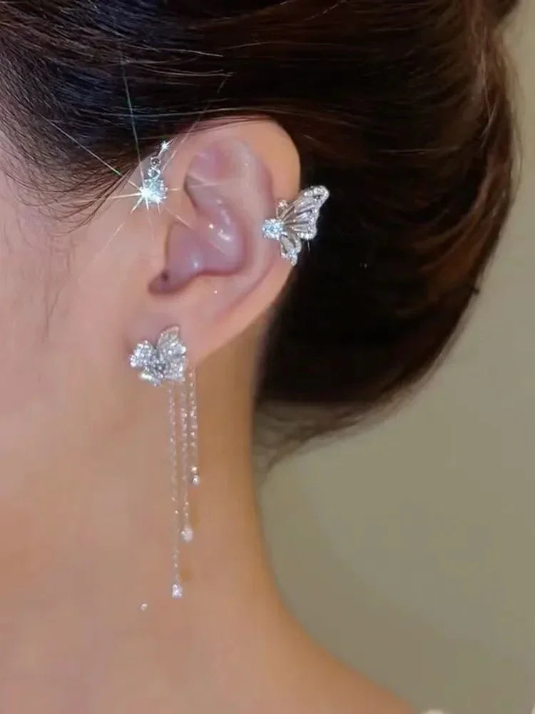 Elegant Butterfly Zircon Ear Cuff – No Piercing Needed - Glamora World
