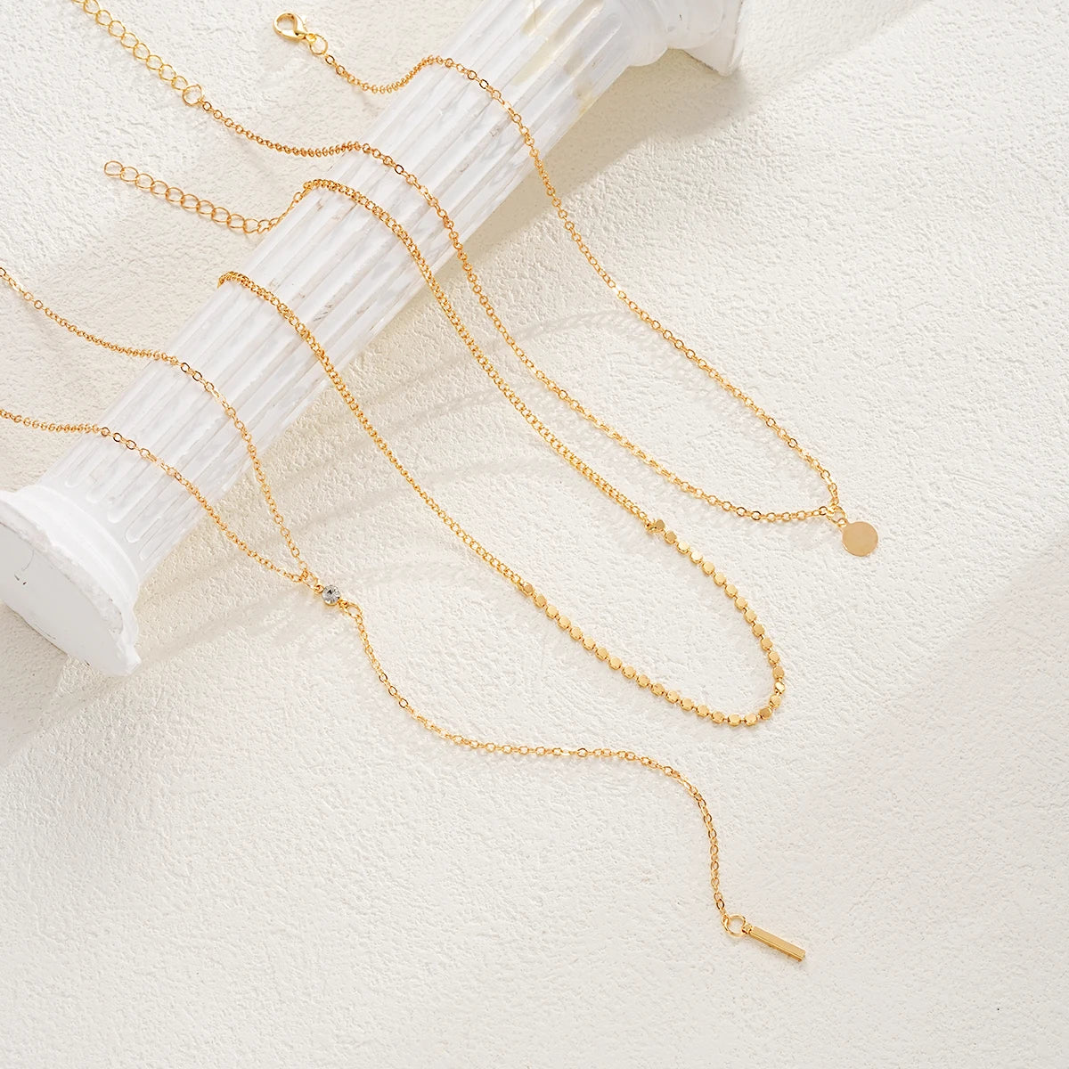 3pcs/set Multi-Layer Gold-Color round Coin Necklace for Women Simple Disco Chain Trendy Party Jewelry Accessory - Glamora World