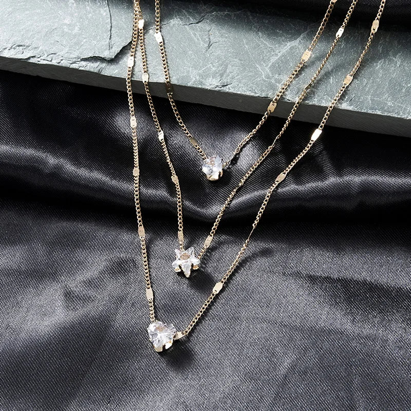 Elegant Zircon Pendant Necklace – Multilayer Choker for Women