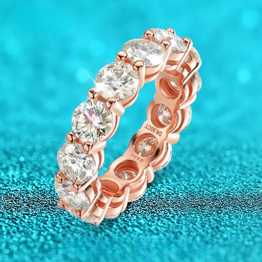 Rose Gold Moissanite Ring for Women – 925 Sterling Silver Sparkling Engagement Band