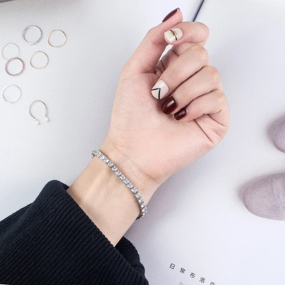 Elegant 925 Sterling Silver Tennis Bracelet – Classic Zircon Jewelry for Women - Glamora World