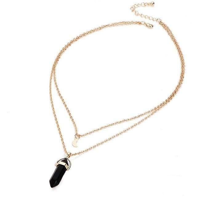 Obelisk Crescent Moon Necklace – Double Layer Choker