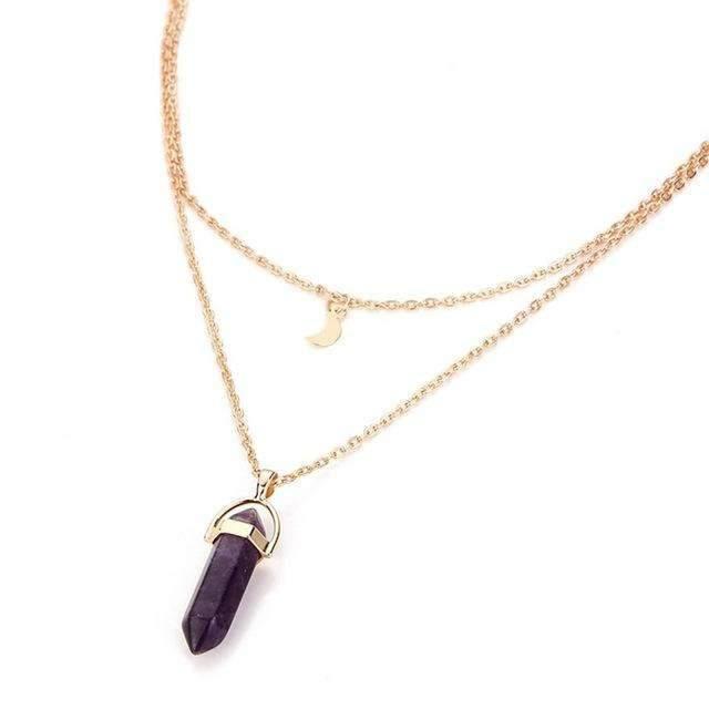 Obelisk Crescent Moon Necklace – Double Layer Choker