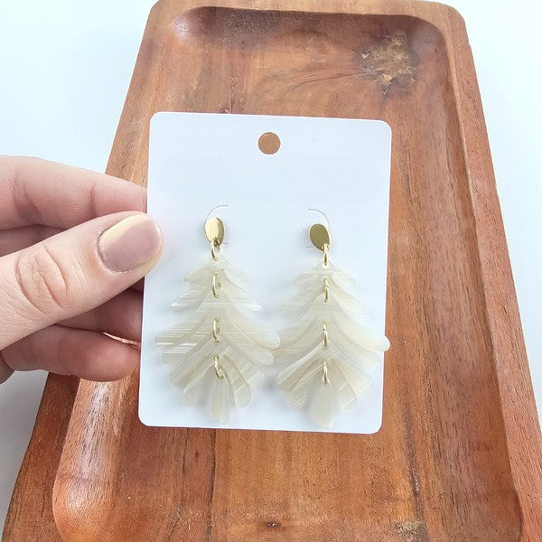 Palm Leaf Earrings – Seashell Design