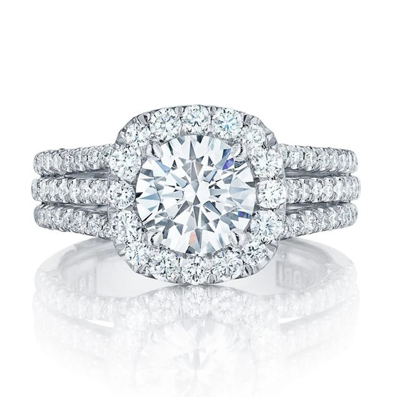Luxury Cubic Zirconia Engagement Ring – Brilliant Double Band Design