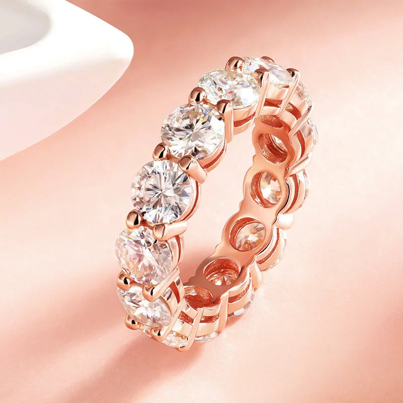Rose Gold Moissanite Ring for Women – 925 Sterling Silver Sparkling Engagement Band