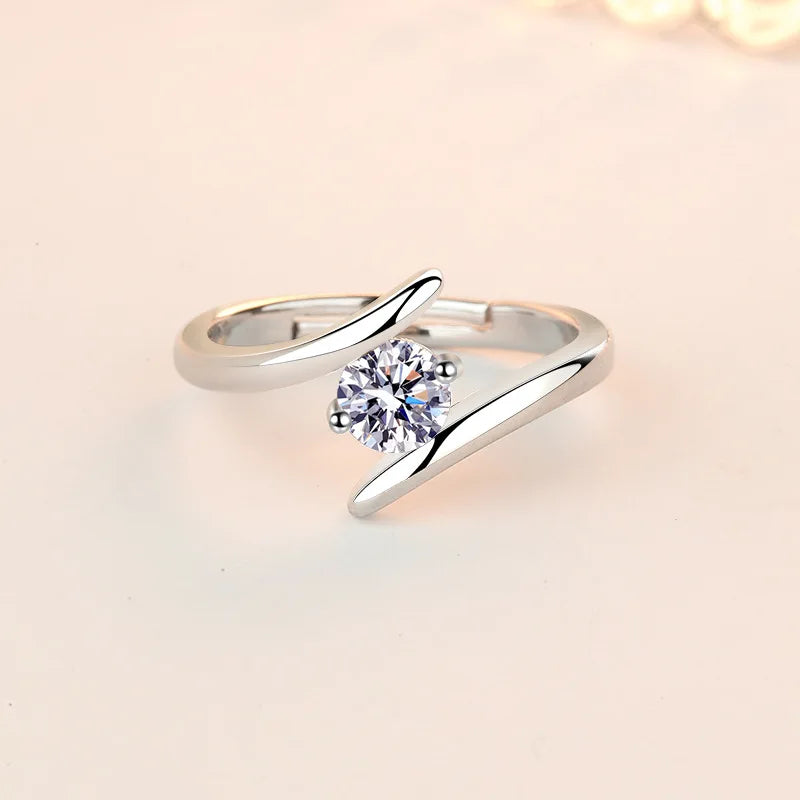 925 Silver Zircon Ring for Women – Elegant Wedding & Party Jewelry Gift