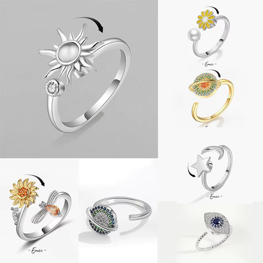 Sunflower Spinner Ring – Anti-Stress Anxiety Jewelry