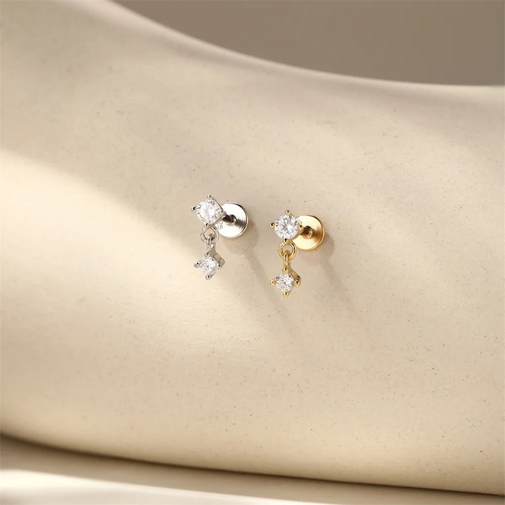 Elegant 925 Sterling Silver Zircon Stud Earrings for Women