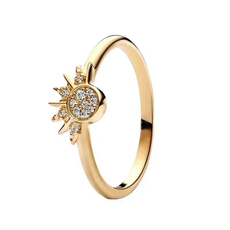 925 Sterling Silver Solitaire Engagement Ring – Gold Plated Zircon
