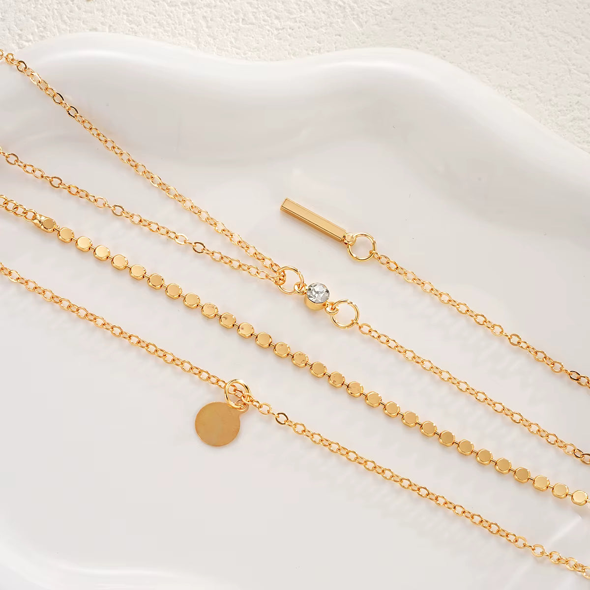3pc Gold Coin Necklace Set – Layered Party Chains – product image 3