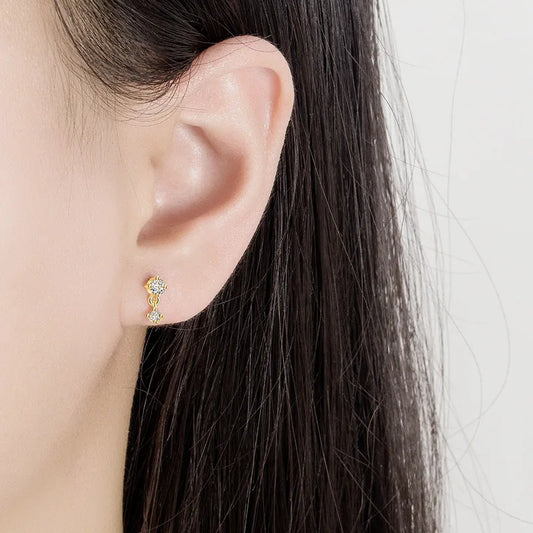Elegant 925 Sterling Silver Zircon Stud Earrings for Women