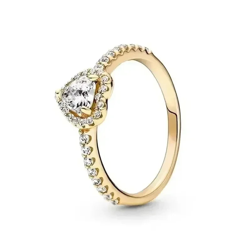 925 Sterling Silver Solitaire Engagement Ring – Gold Plated Zircon