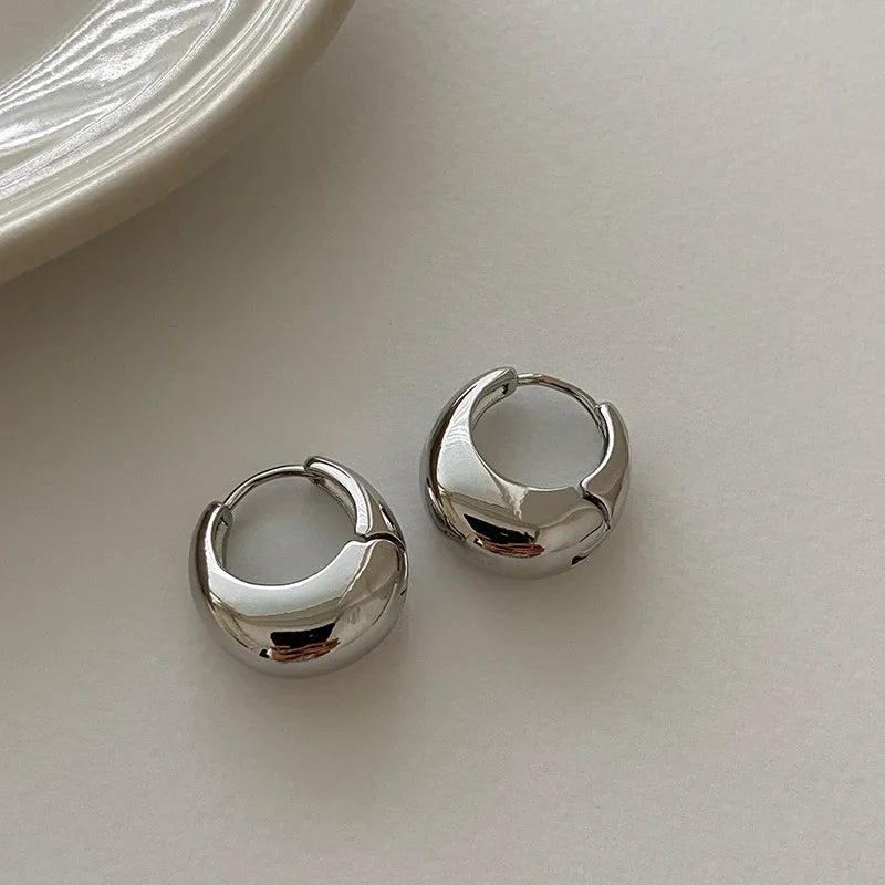 Vintage Gold Plated Hoop Earrings – 925 Sterling Silver, Allergy-Free, Trendy Women's Jewelry