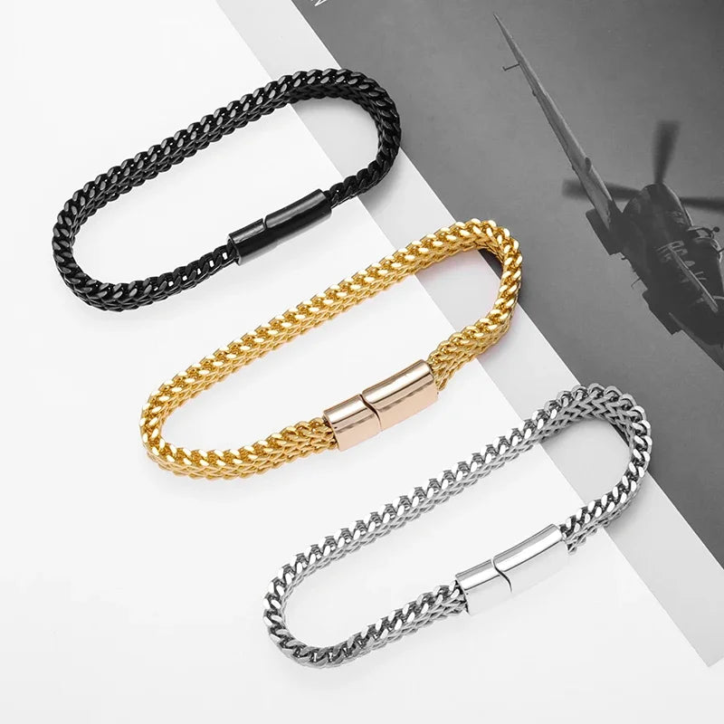 Men’s Stainless Steel Chain Bracelet – Hip Hop Punk Style | 19cm / 21cm / 23cm