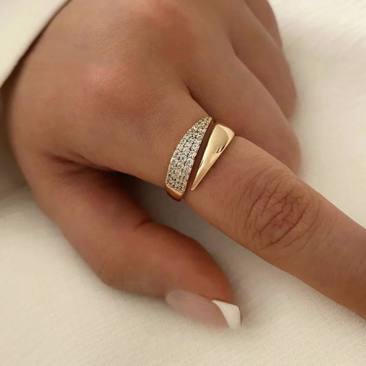 Elegant Women’s 18K Gold Plated Stainless Steel Ring | Sparkling Stone Design
