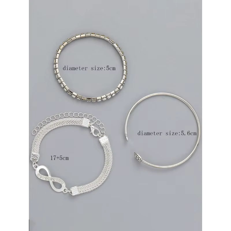 Silver Infinity Bracelet Set – Stackable Crystal Set – product image 4