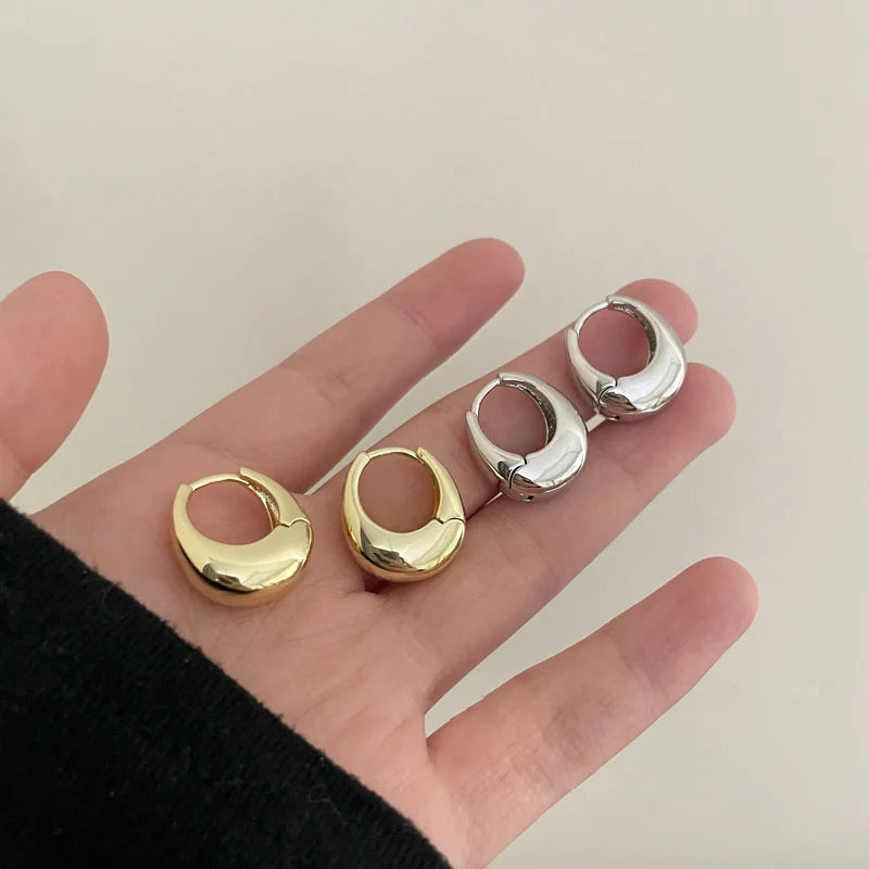 Vintage Gold Plated Hoop Earrings – 925 Sterling Silver, Allergy-Free, Trendy Women's Jewelry