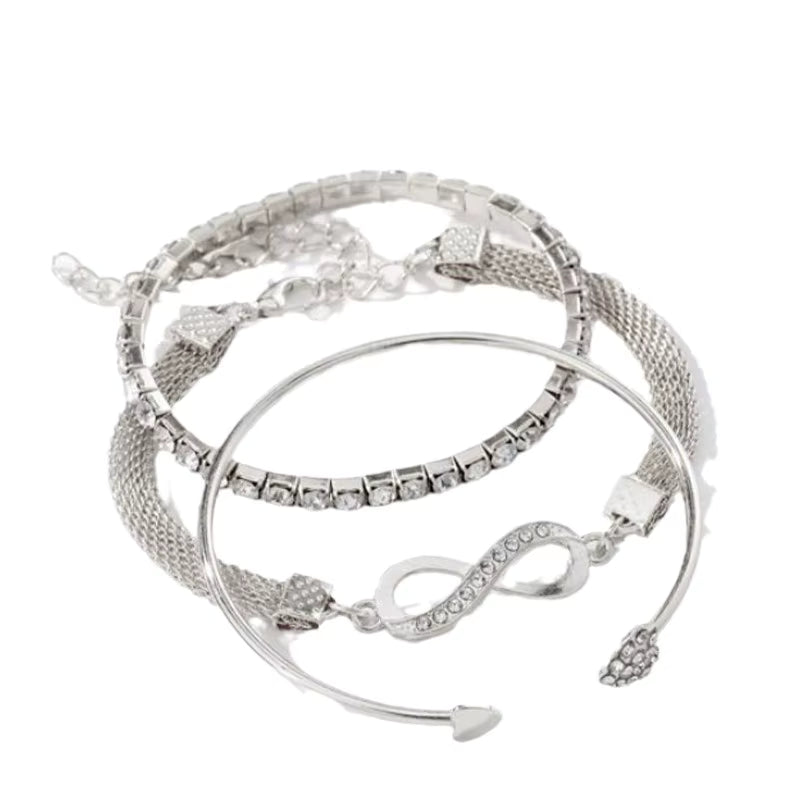 Silver Infinity Bracelet Set – Stackable Crystal Set – product image 5