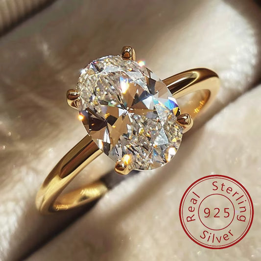 925 Sterling Silver & Golden Zircon Engagement Ring – Glamora World