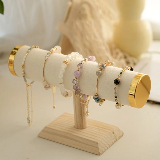 Luxury Wooden T-Bar Jewelry Display Stand – Velvet Base for Watches, Bracelets, Necklaces & Accessories