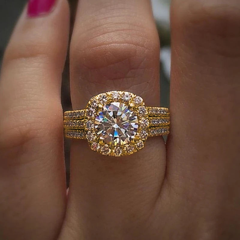 Luxury Cubic Zirconia Engagement Ring – Brilliant Double Band Design