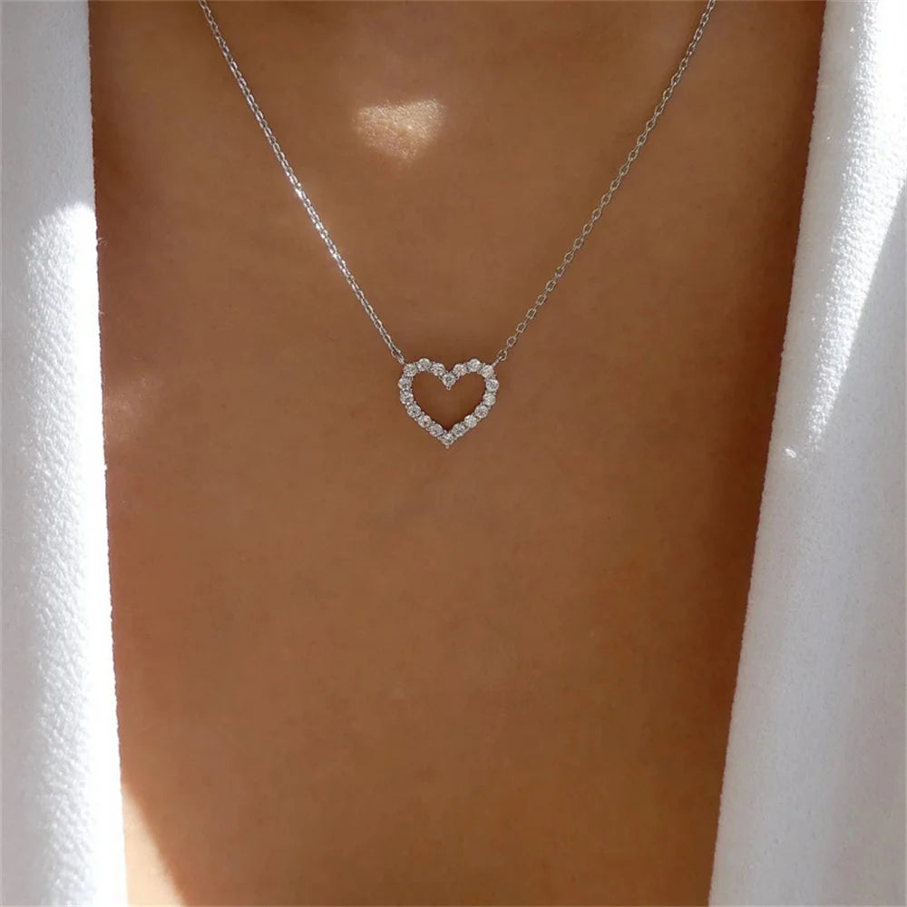 Hollow Heart Pendant Necklace
