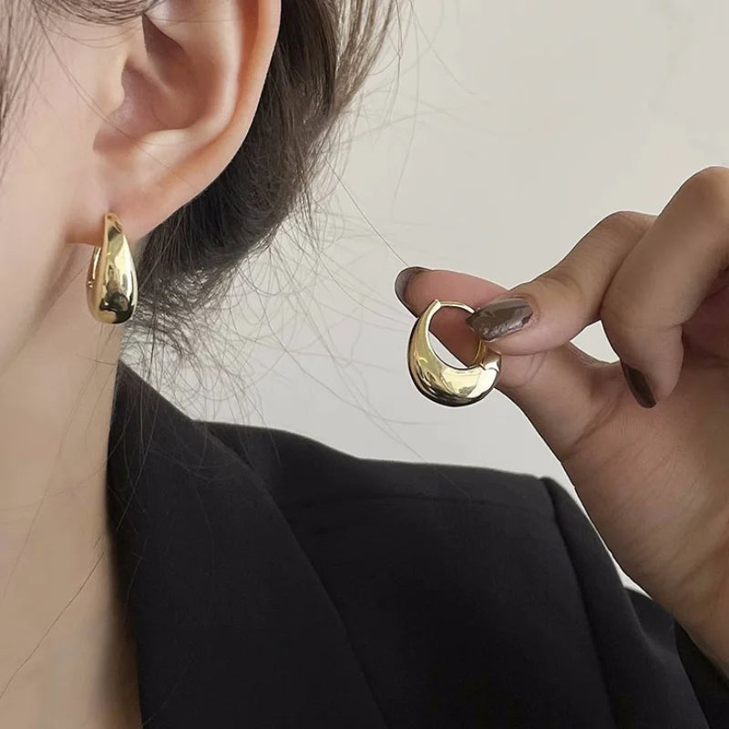 Vintage Gold Plated Hoop Earrings – 925 Sterling Silver, Allergy-Free, Trendy Women's Jewelry